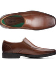 Top and profile view of Clarkslite Ave slip on in tan. 