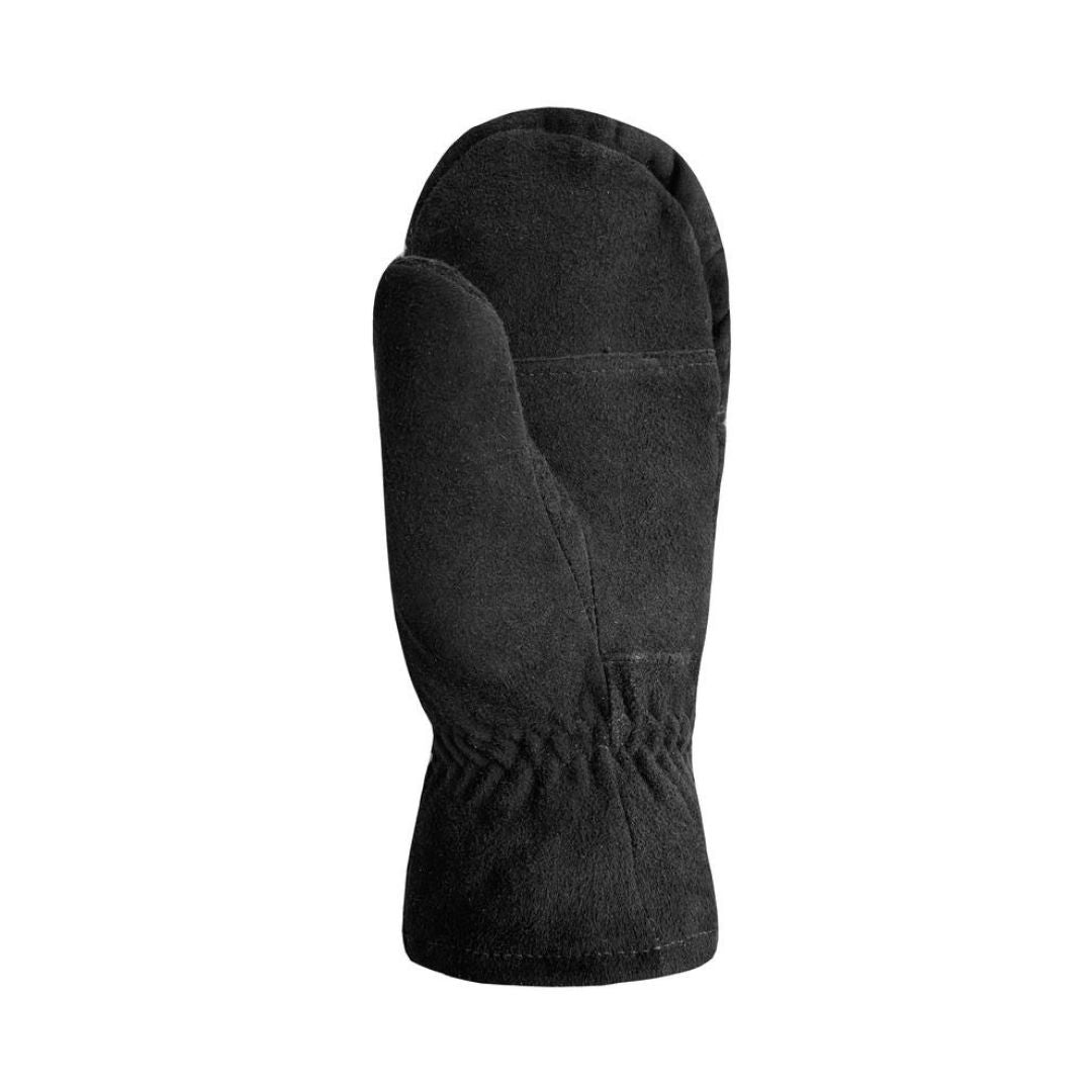 An Auclair black suede leather mitten.