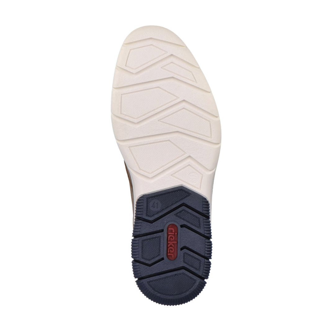 White and navy outsole with red Rieker logo on heel.