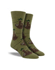 Green socks with sloths hanging from a branch