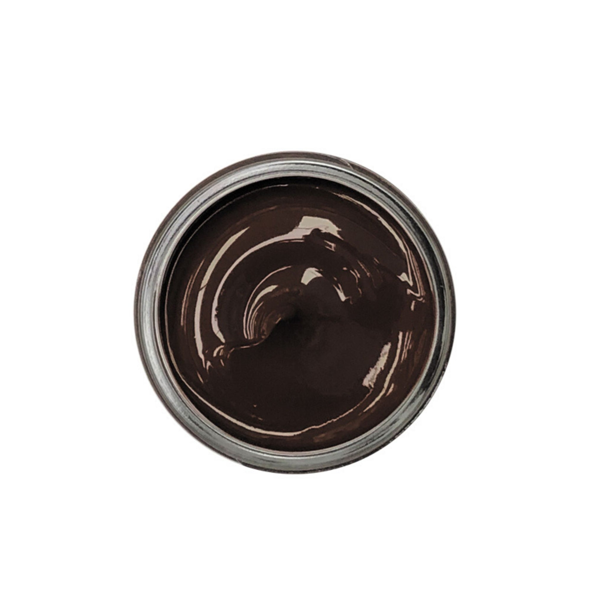 Medium brown shoe cream polish in clear jar