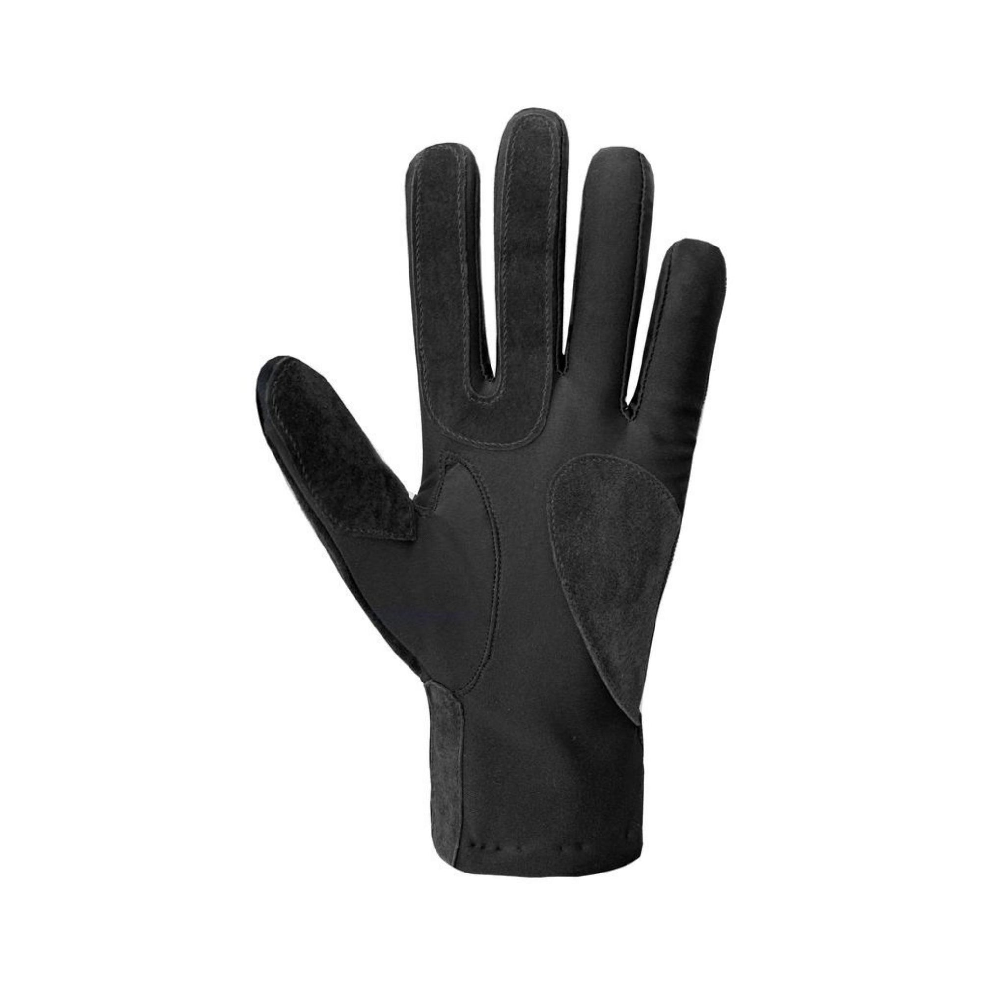 An Auclair thick black glove with black suede patches on thumb, first, and middle fingers.