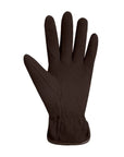 Palm of an Auclair brown suede leather glove. 