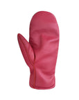 Palm of an Auclair cranberry red leather mitten. 