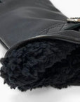 Up close of fur lining of the Auclair maisie black glove.