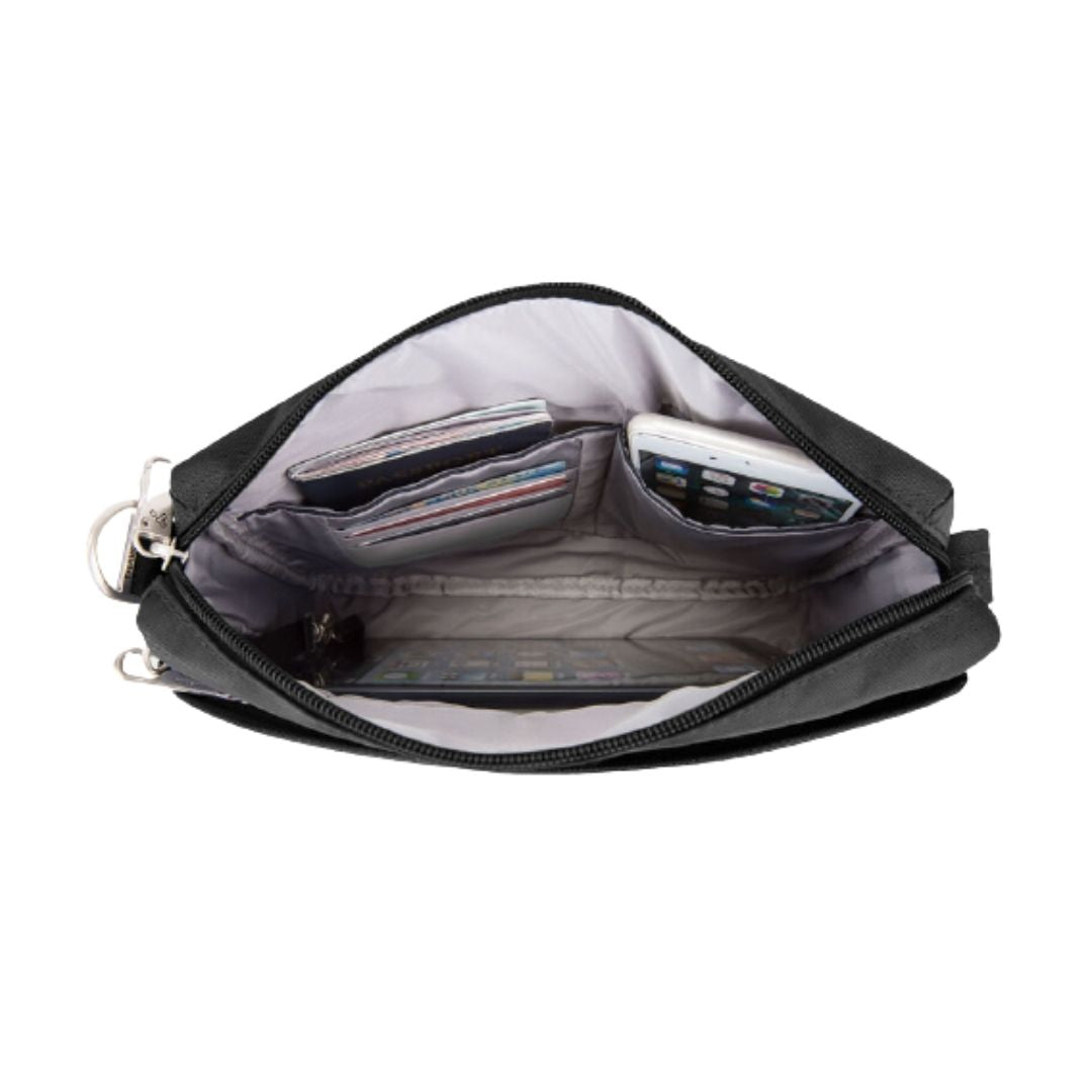 Inside view of Travelon&#39;s small crossbody bag.