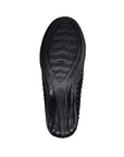 Black outsole of the Catwalk flat with Bernie Mev logo on ball of foot.