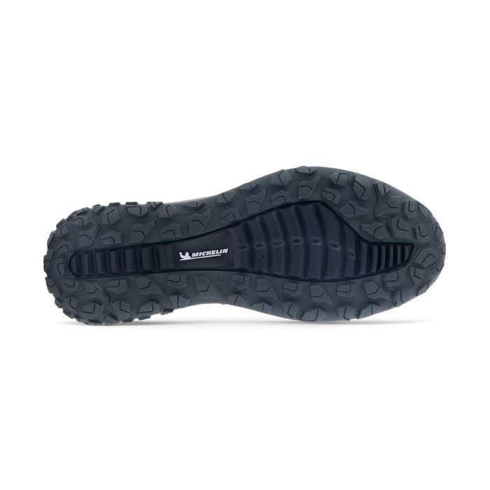 Black rubber outsole with robust tread and Michelin logo in the center. 