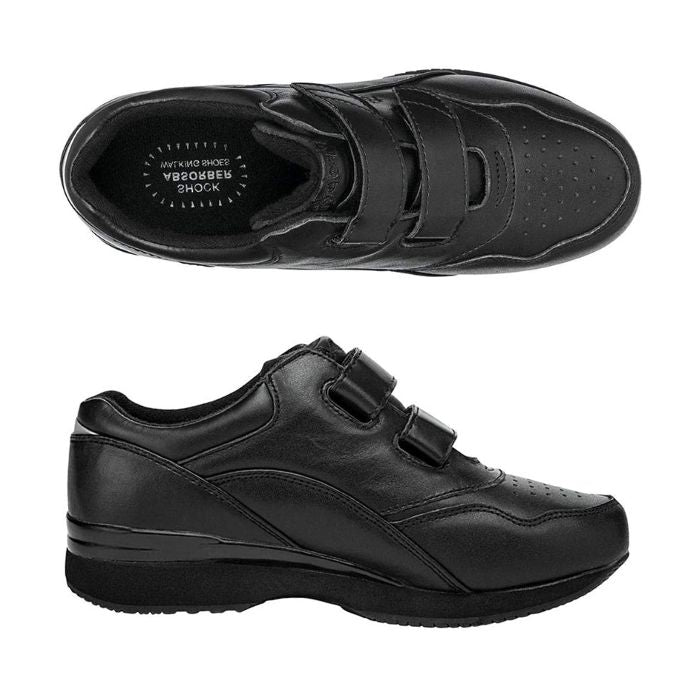 Pair of Propet&#39;s black dual Velcro strap shoes.