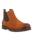 Brown Chelsea boot with dark brown elastic goring.