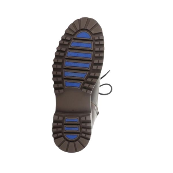 Outsole of Dash boot in brown. Brown rubber outsole with G2 Ice Grip technology. 