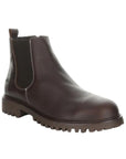 Dax Chelsea boot in brown. Dark brown leather upper with brown elastic goring and a brown outsole. 