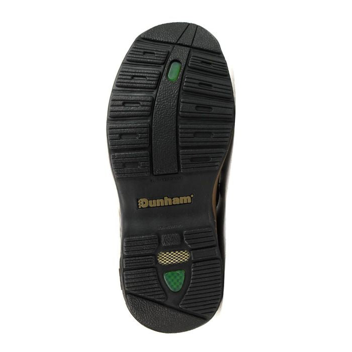 Outsole of the Battery Park in black. Black, slip resistant outsole with Dunham logo in the center. 