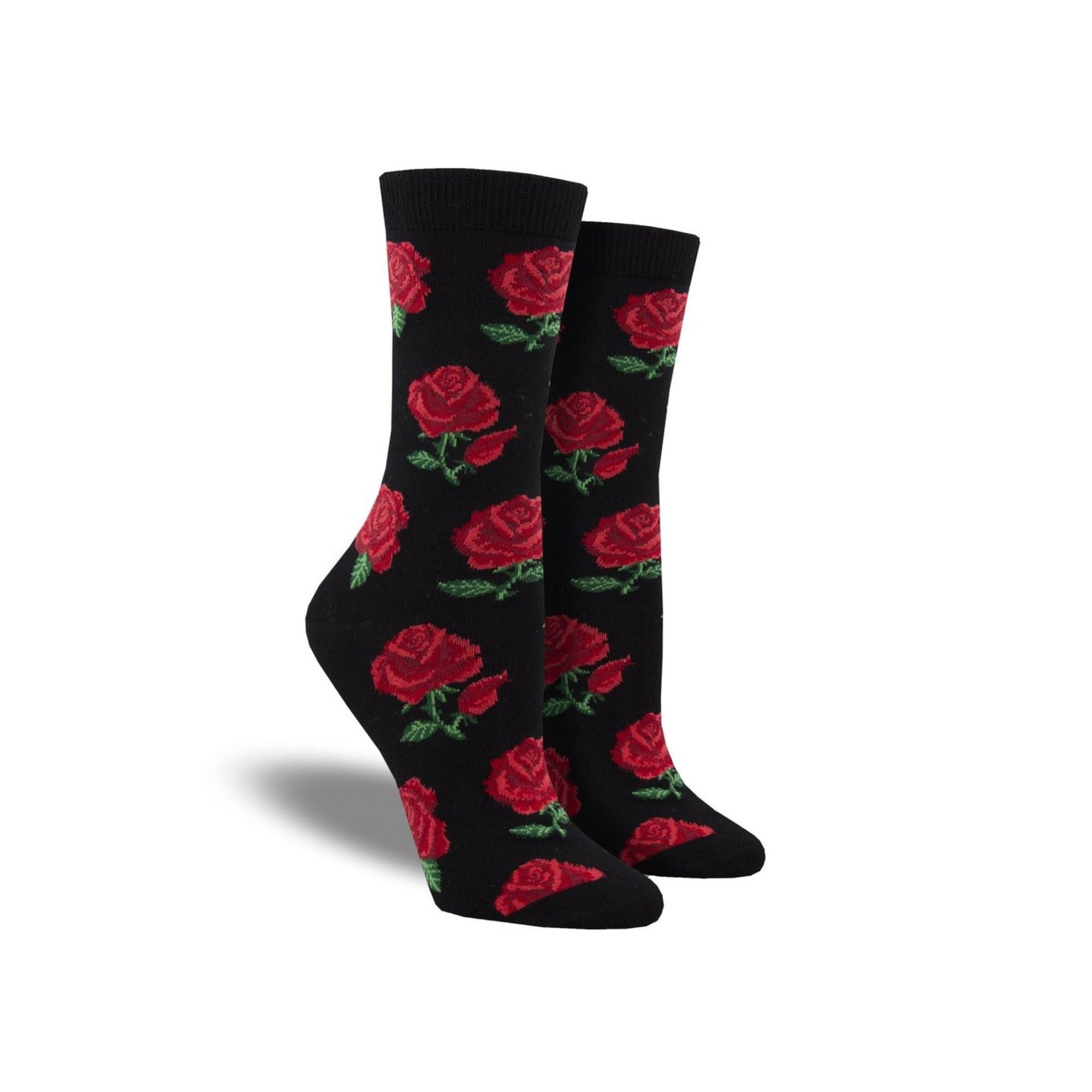 Black socks with roses